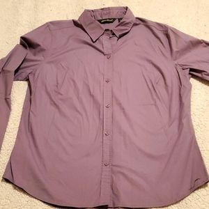 Eddie Bauer purple long sleeve button front shirt